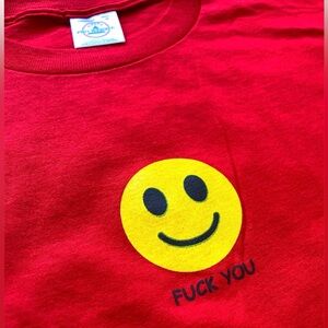 Vintage 90s Smiley Face F*ck You Tee VTG Delta Y2K Comedy Art Skate Funn…